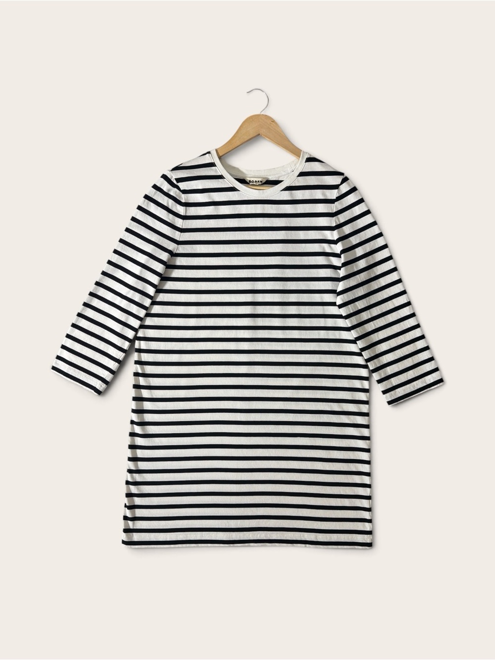 Boden Black and White Striped Casual Dress